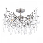 Willow 3 Light Semi Flush Ceiling Light In Satin Pewter With Crystal LA3756468-Q