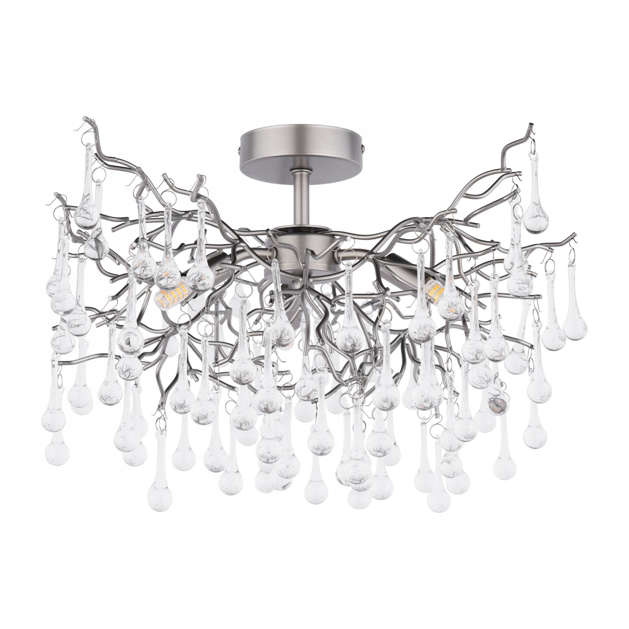 Willow 3 Light Semi Flush Ceiling Light In Satin Pewter With Crystal LA3756468-Q