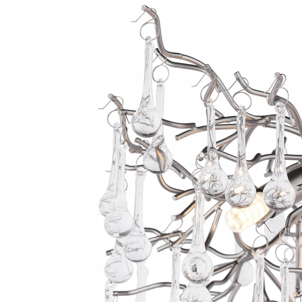 Willow 3 Light Semi Flush Ceiling Light In Satin Pewter With Crystal LA3756468-Q