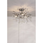 Willow 3 Light Semi Flush Ceiling Light In Satin Pewter With Crystal LA3756468-Q