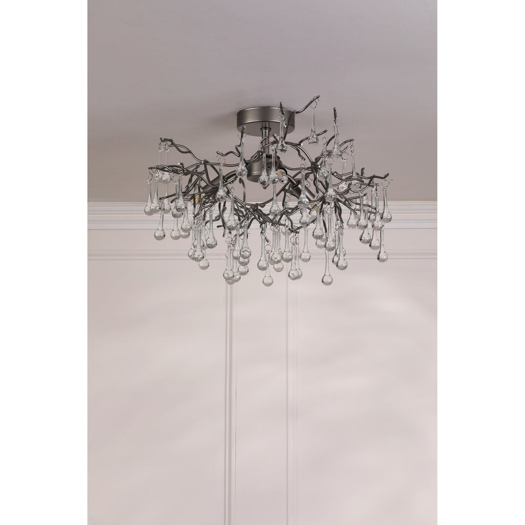 Willow 3 Light Semi Flush Ceiling Light In Satin Pewter With Crystal LA3756468-Q