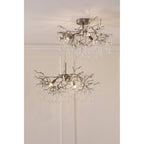 Willow 3 Light Semi Flush Ceiling Light In Satin Pewter With Crystal LA3756468-Q