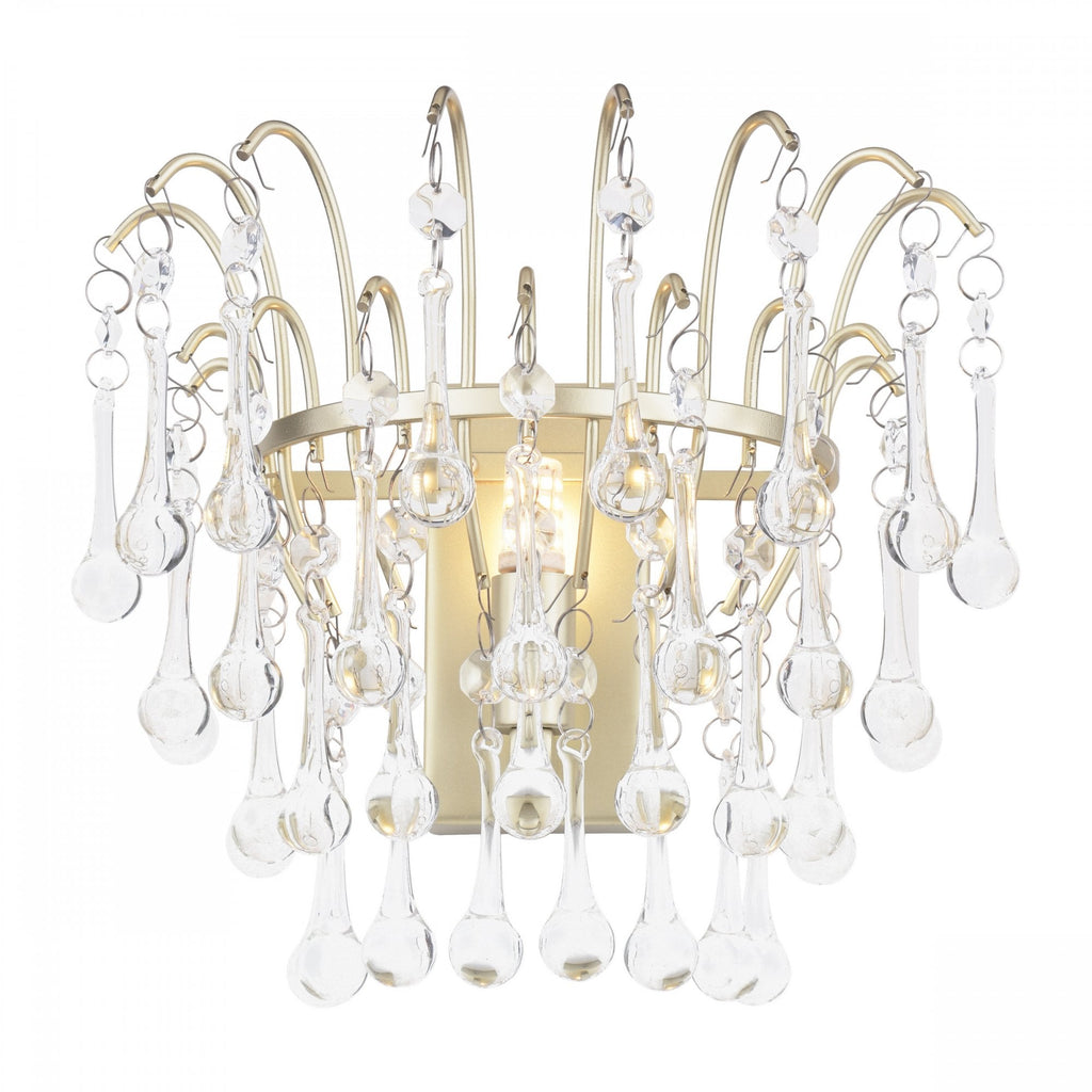 Willow Wall Light In Satin Champagne Finish With Crystal Droplets LA3756470-Q