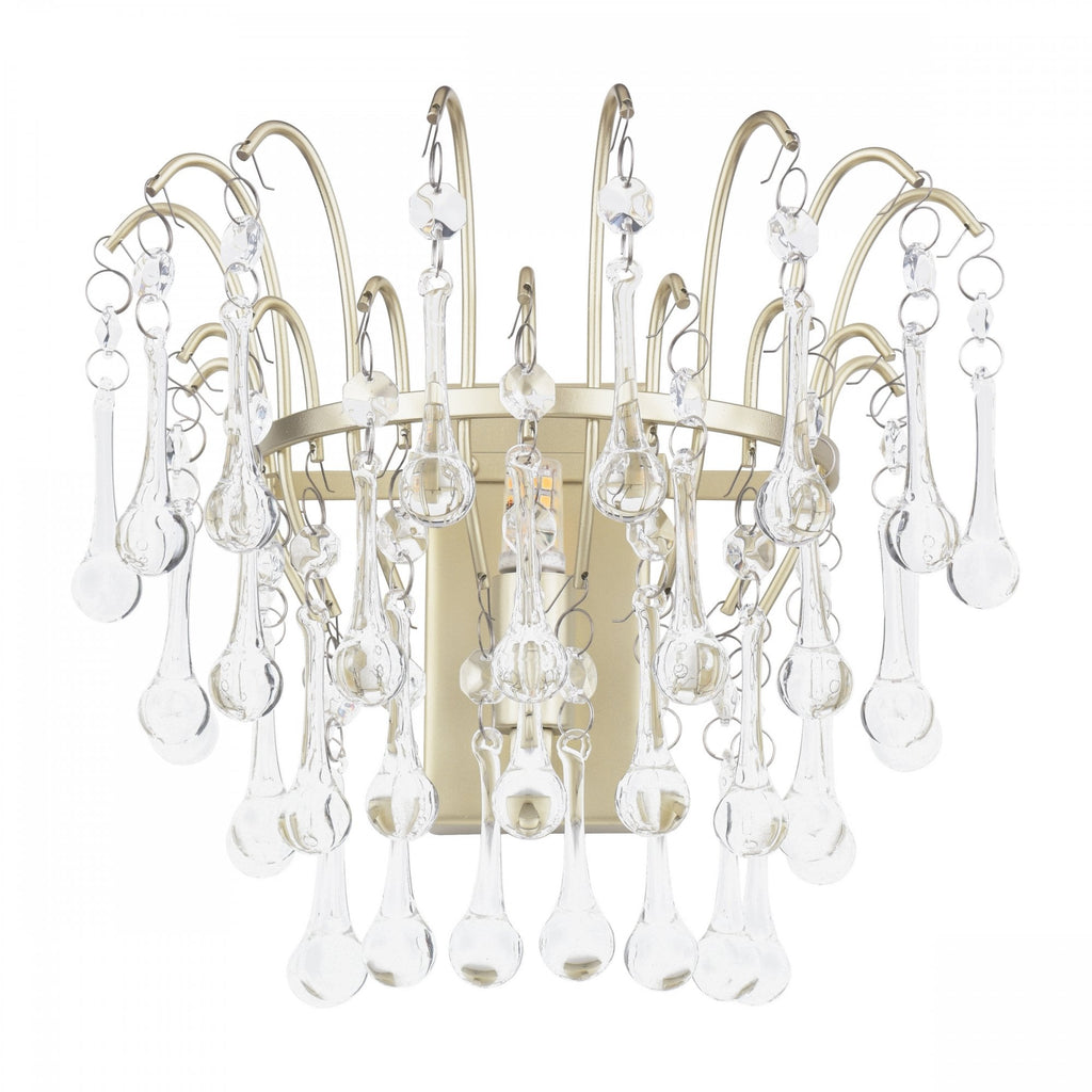 Willow Wall Light In Satin Champagne Finish With Crystal Droplets LA3756470-Q