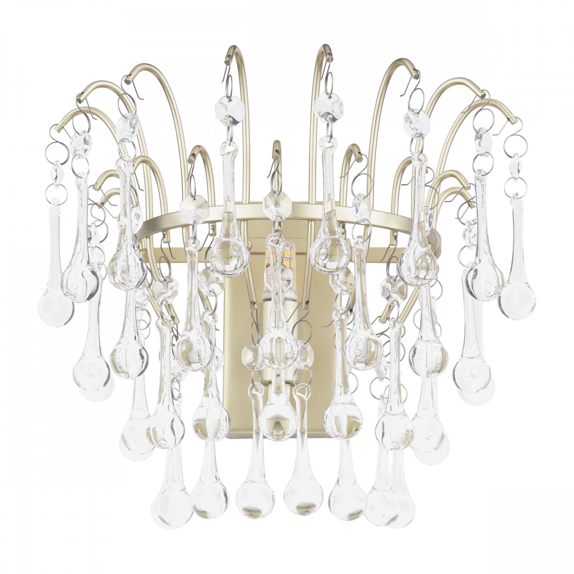 Willow Wall Light In Satin Champagne Finish With Crystal Droplets LA3756470-Q