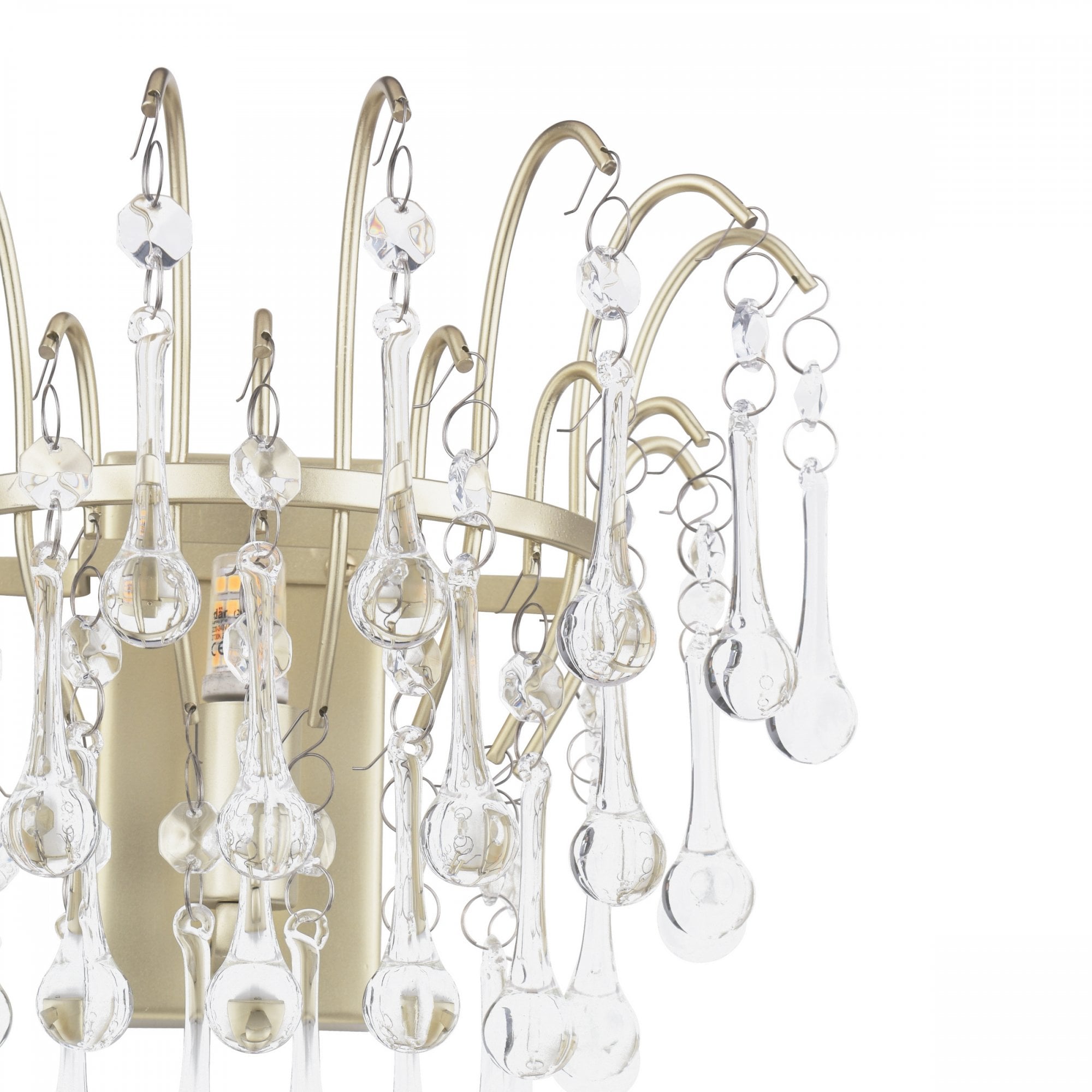 Willow Wall Light In Satin Champagne Finish With Crystal Droplets LA3756470-Q