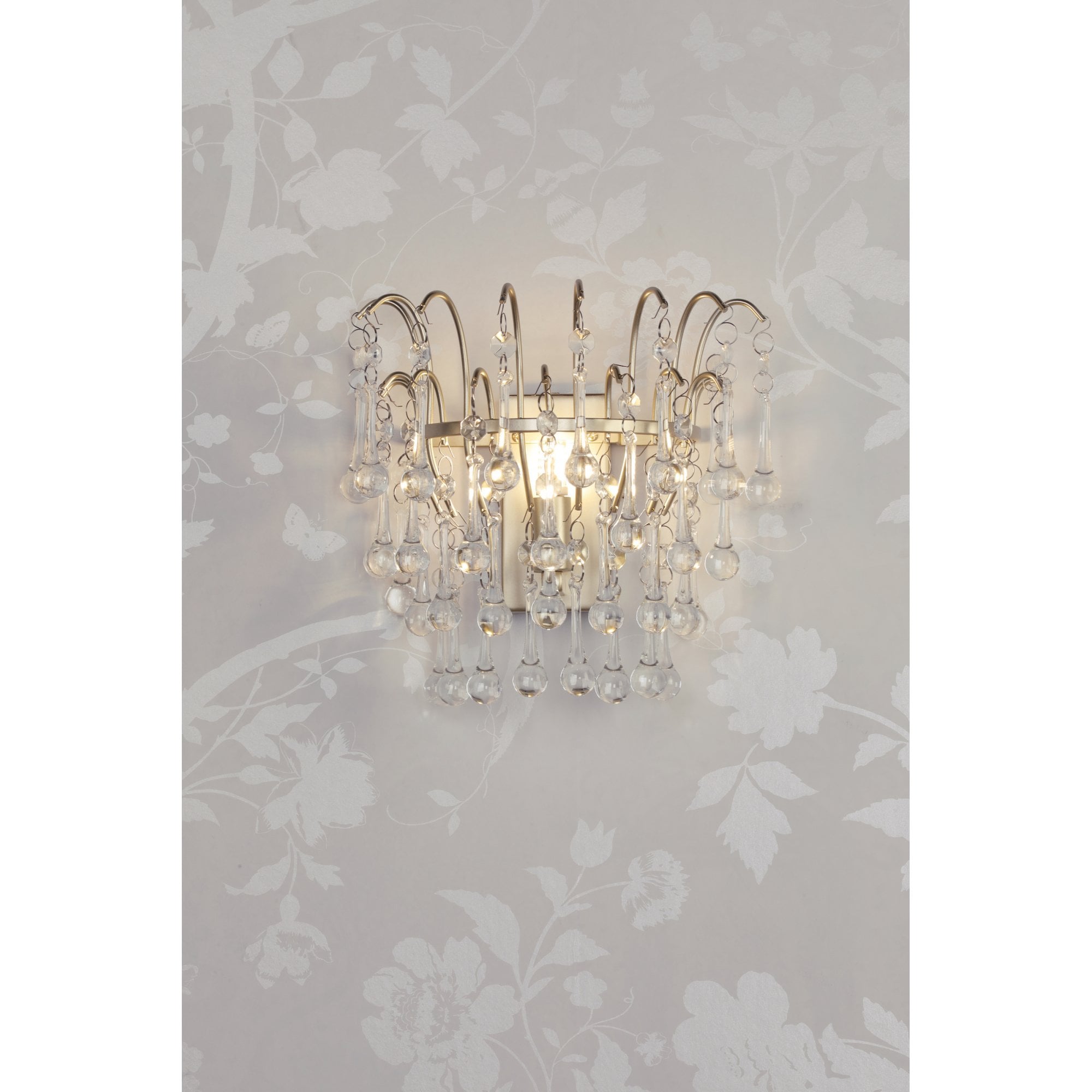 Willow Wall Light In Satin Champagne Finish With Crystal Droplets LA3756470-Q