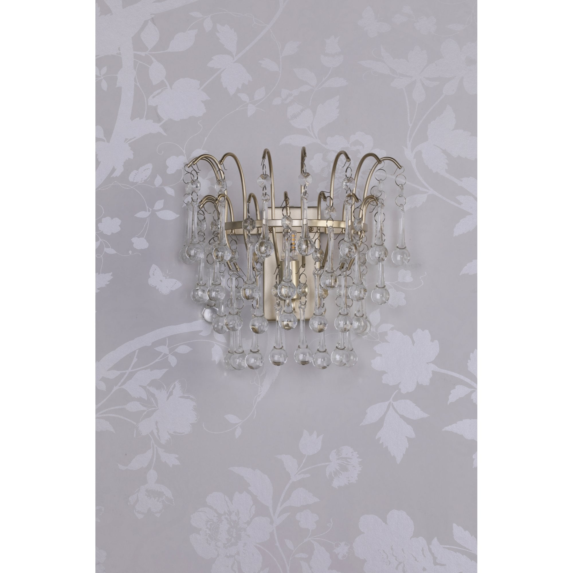 Willow Wall Light In Satin Champagne Finish With Crystal Droplets LA3756470-Q