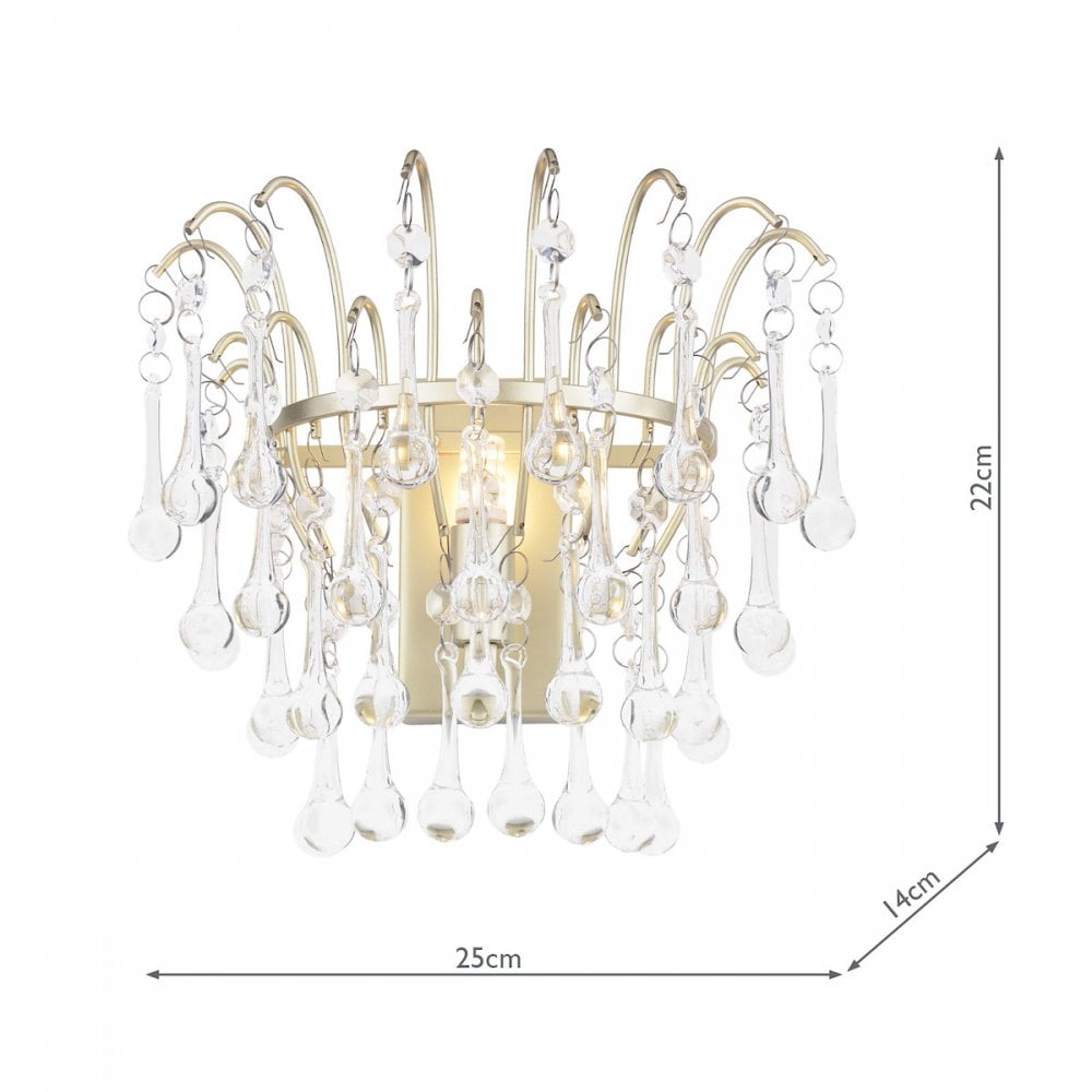 Willow Wall Light In Satin Champagne Finish With Crystal Droplets LA3756470-Q