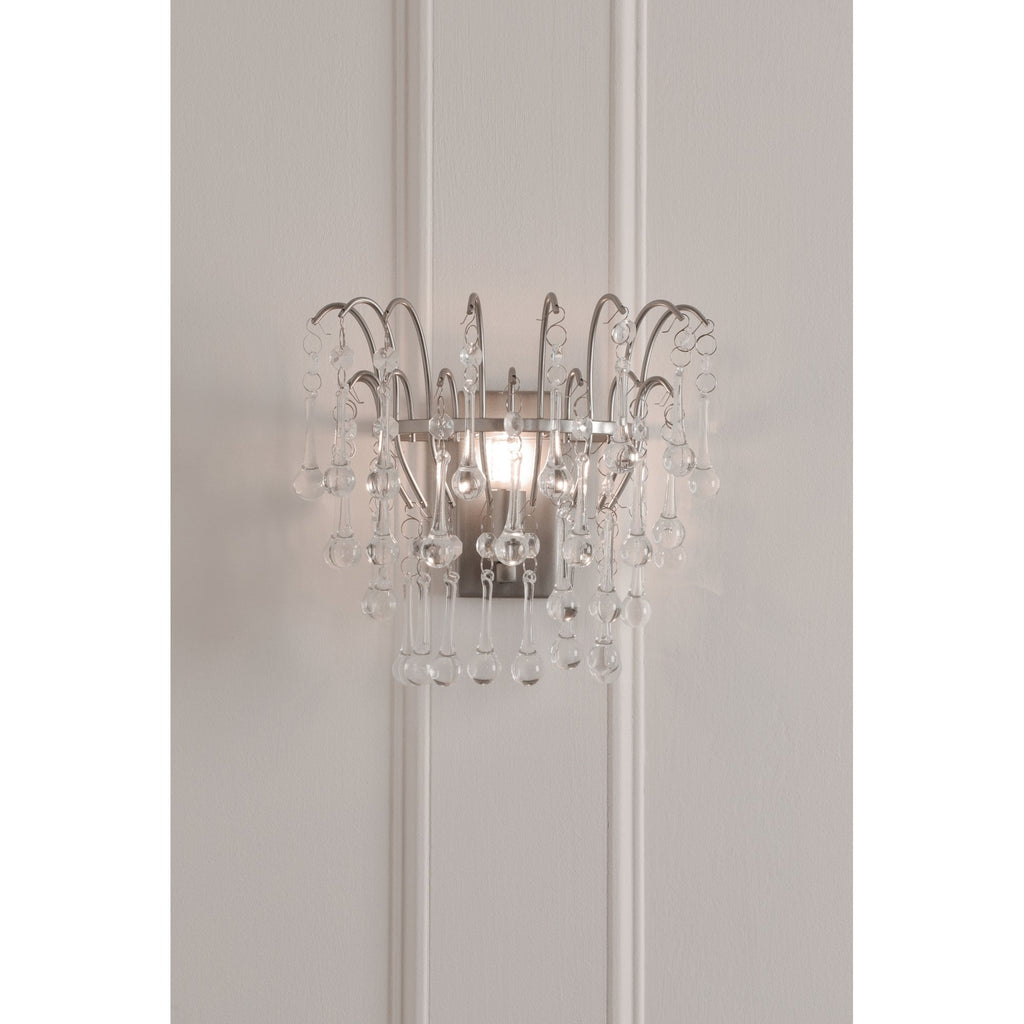 Willow Wall Light In Satin Pewter Finish With Crystal Droplets LA3756475-Q