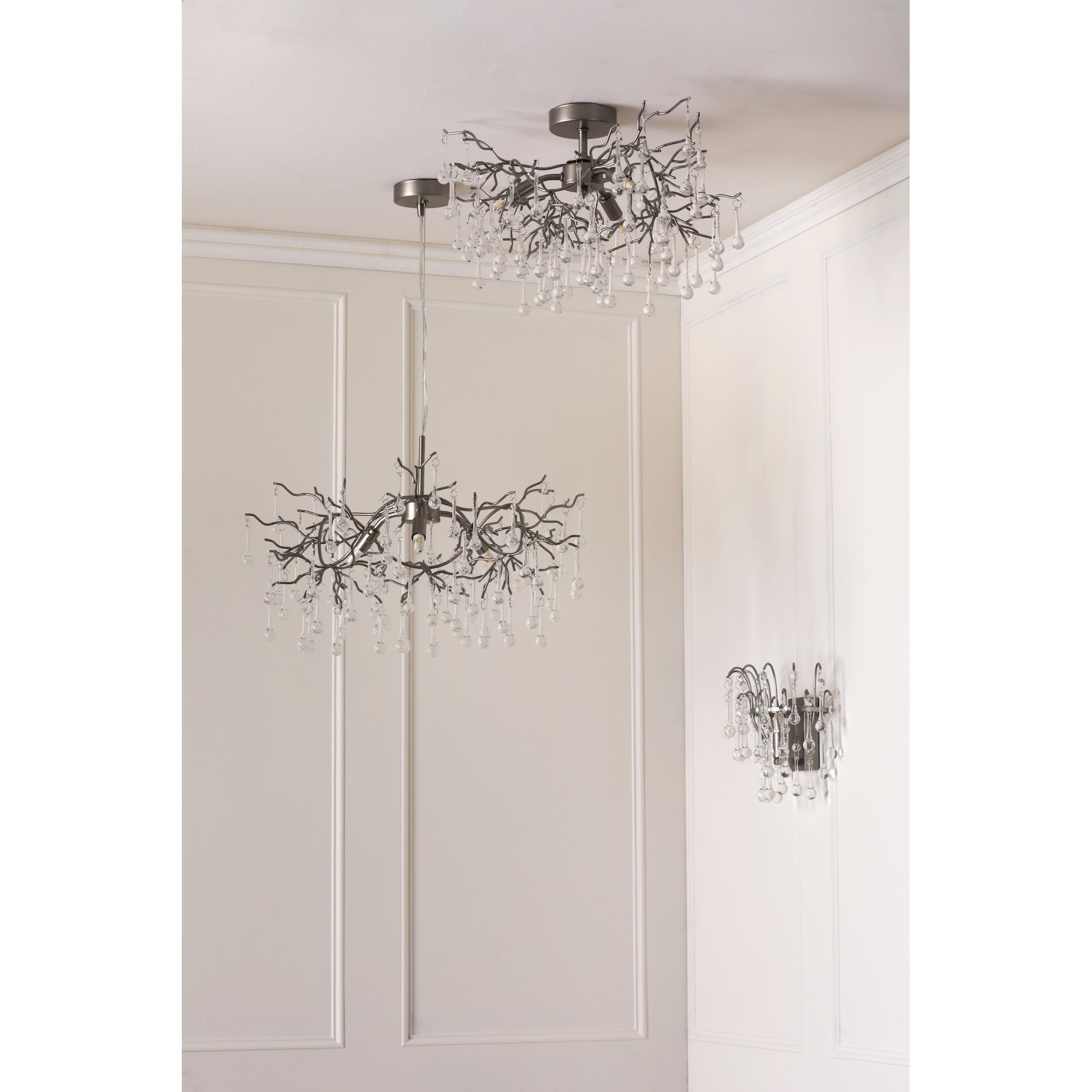 Willow Wall Light In Satin Pewter Finish With Crystal Droplets LA3756475-Q