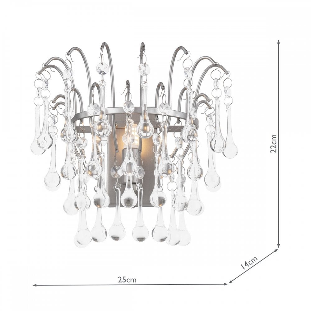 Willow Wall Light In Satin Pewter Finish With Crystal Droplets LA3756475-Q