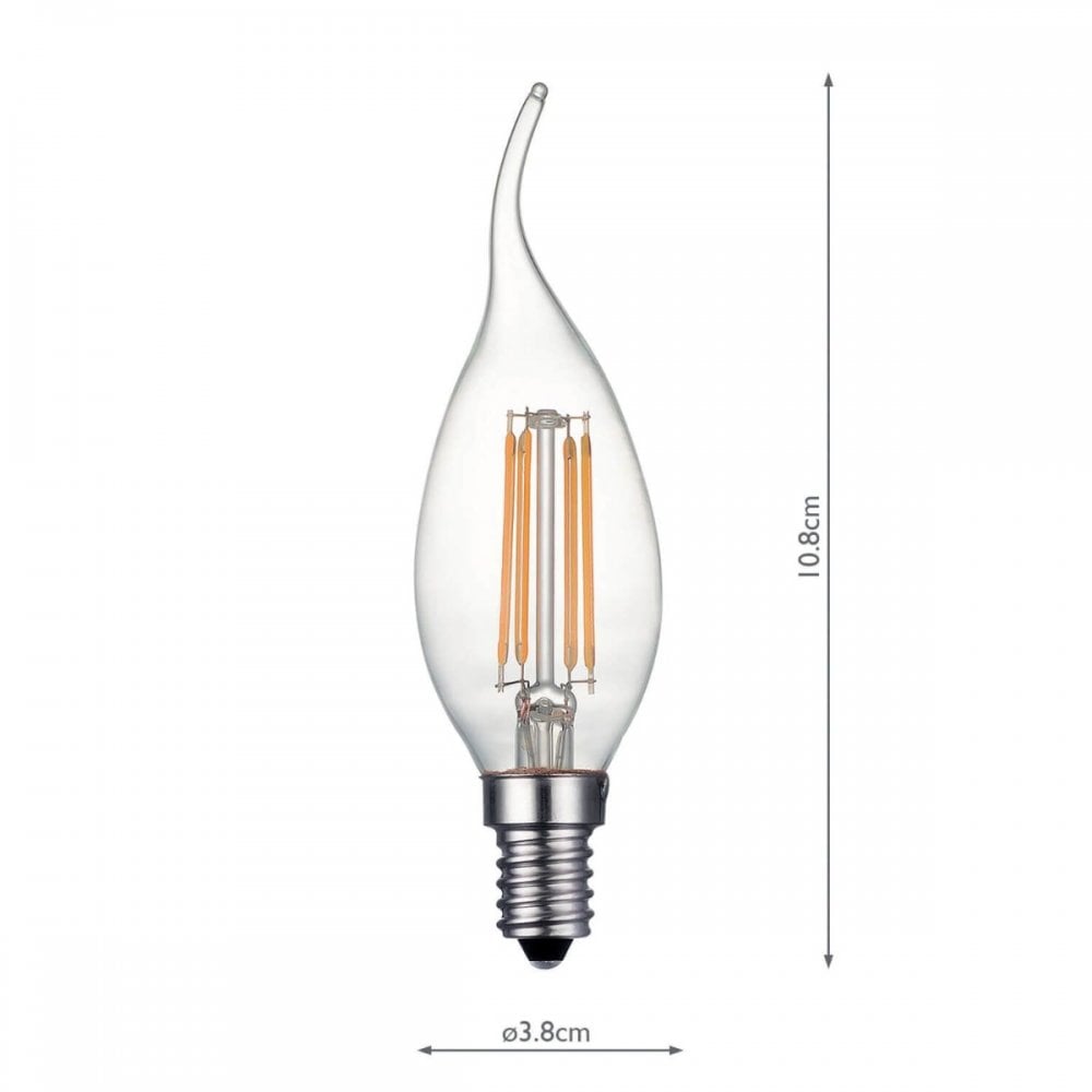 Small Edison Screw 4 watt LED Coup De Vent Candle Lamp Warm White 400 lumens 2700 K