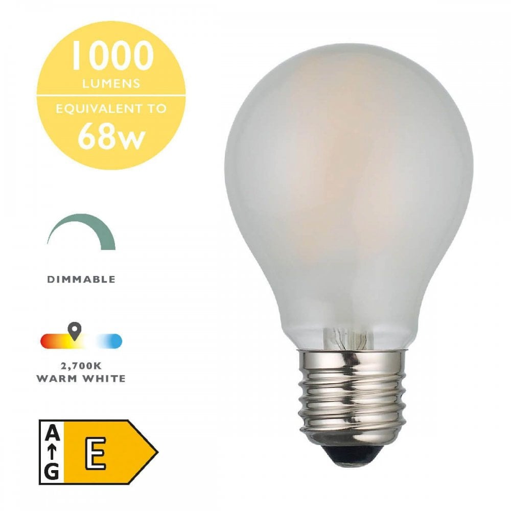 Frosted 8 watt Dimmable Edison Screw GLS LED 2700 K 1000 lumens BUL-E27-LED-17-I