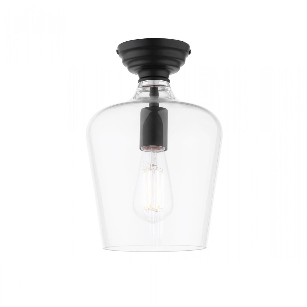 Ockley Clear Glass Semi Flush Ceiling Light In Matt Black Finish LA3756589-Q