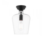 Ockley Clear Glass Semi Flush Ceiling Light In Matt Black Finish LA3756589-Q