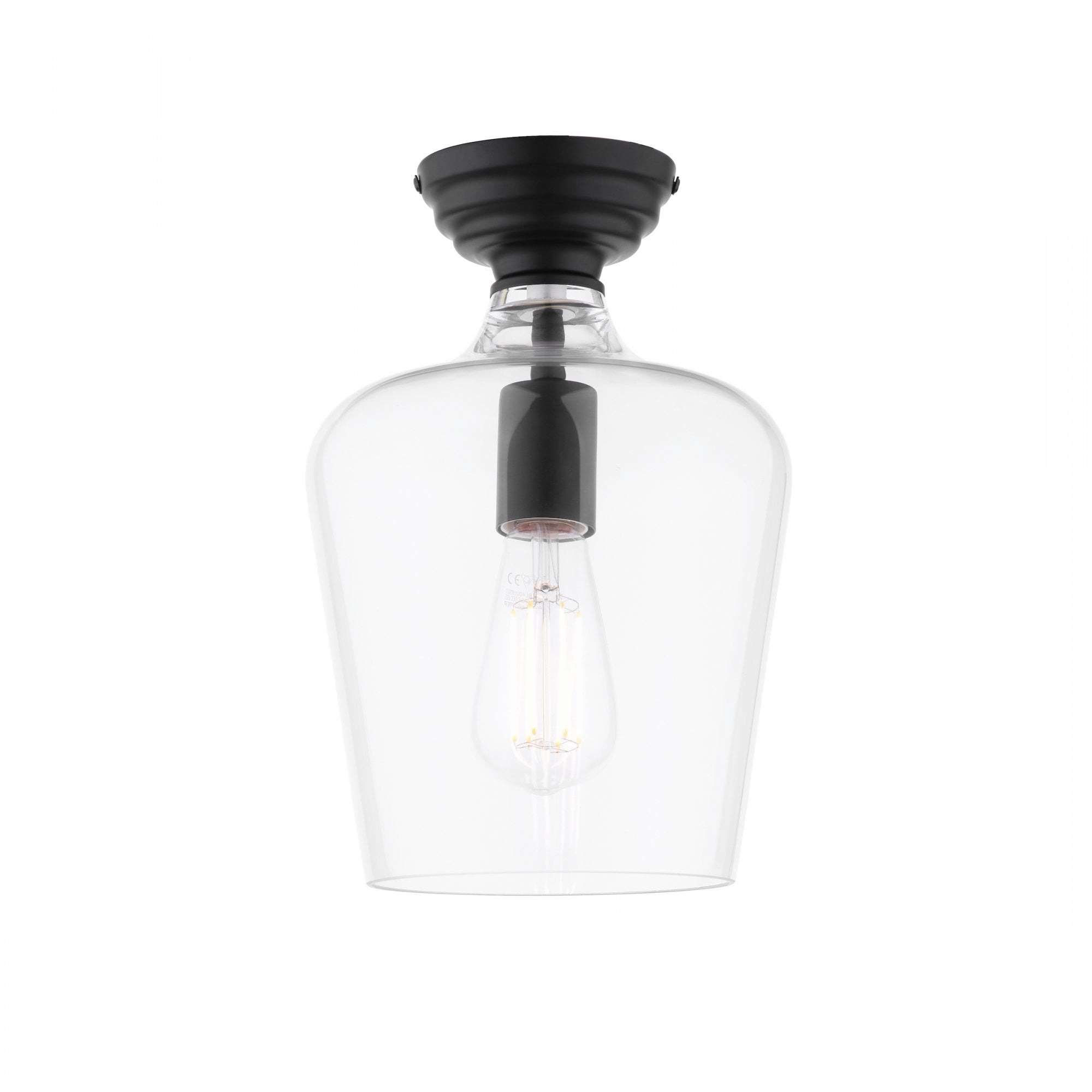Ockley Clear Glass Semi Flush Ceiling Light In Matt Black Finish LA3756589-Q