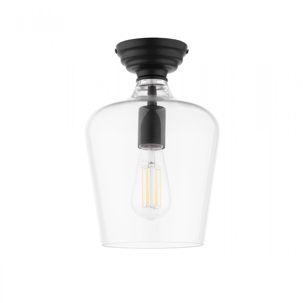 Ockley Clear Glass Semi Flush Ceiling Light In Matt Black Finish LA3756589-Q