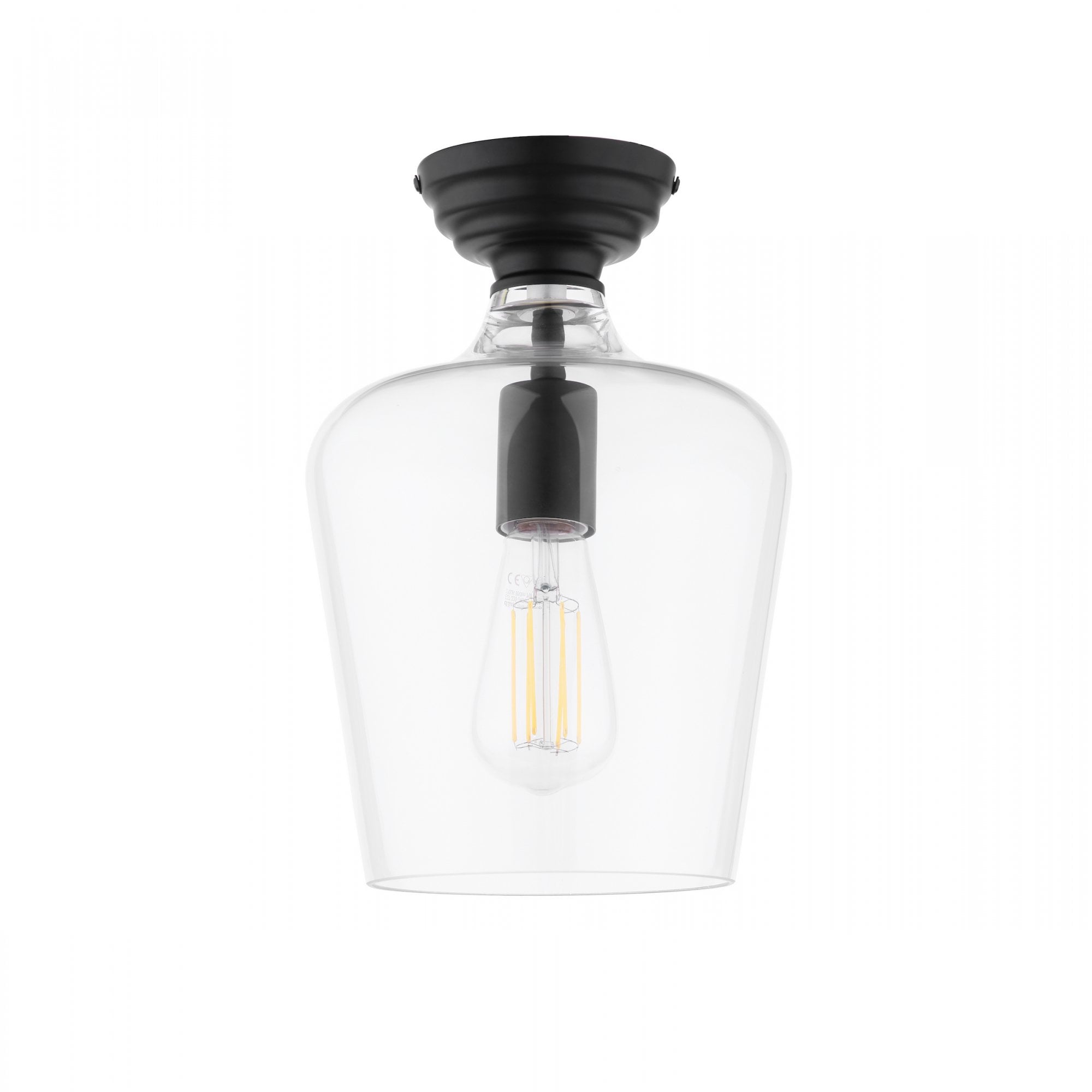 Ockley Clear Glass Semi Flush Ceiling Light In Matt Black Finish LA3756589-Q