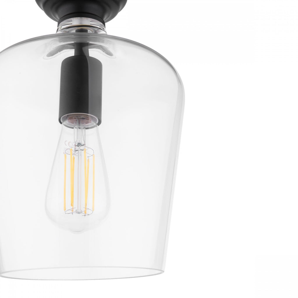 Ockley Clear Glass Semi Flush Ceiling Light In Matt Black Finish LA3756589-Q