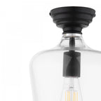 Ockley Clear Glass Semi Flush Ceiling Light In Matt Black Finish LA3756589-Q