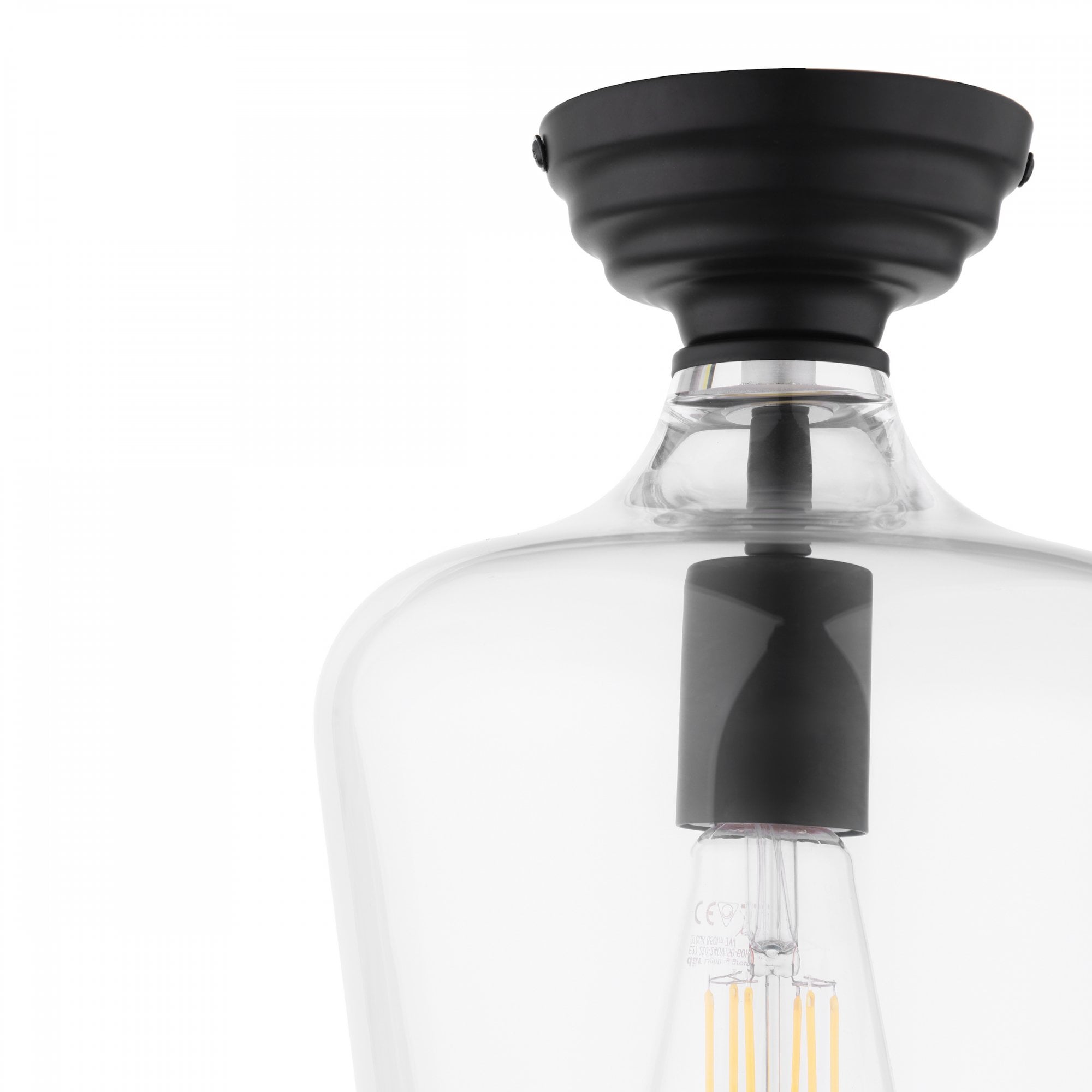 Ockley Clear Glass Semi Flush Ceiling Light In Matt Black Finish LA3756589-Q