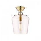 Ockley Clear Glass Semi Flush Ceiling Light In Antique Brass Finish LA3756591-Q