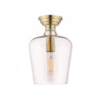 Ockley Clear Glass Semi Flush Ceiling Light In Antique Brass Finish LA3756591-Q