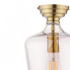 Ockley Clear Glass Semi Flush Ceiling Light In Antique Brass Finish LA3756591-Q