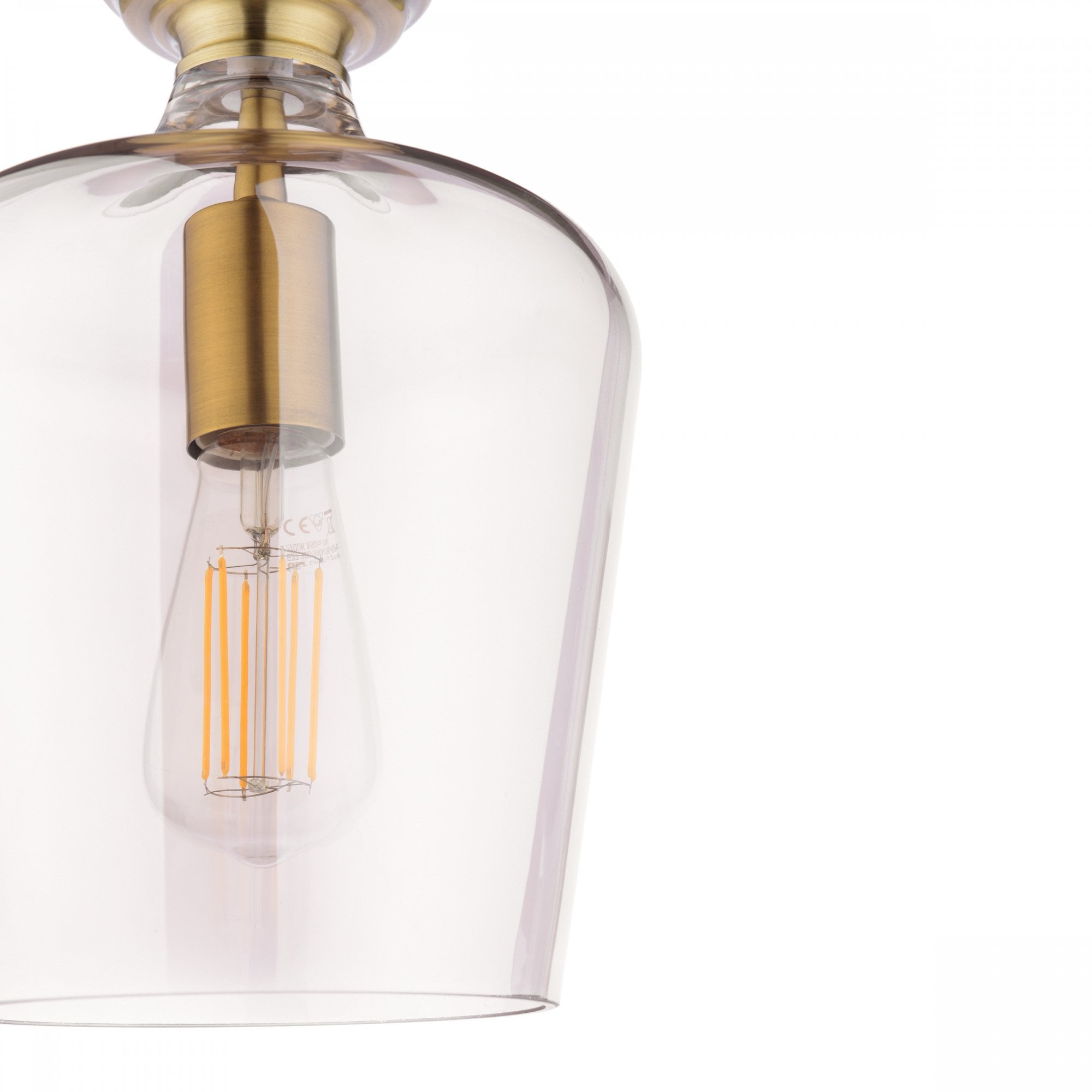 Ockley Clear Glass Semi Flush Ceiling Light In Antique Brass Finish LA3756591-Q
