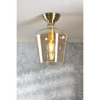 Ockley Clear Glass Semi Flush Ceiling Light In Antique Brass Finish LA3756591-Q