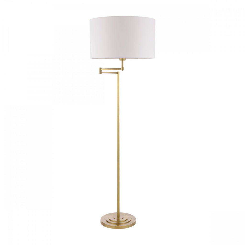 Marlowe Floor Lamp In Antique Brass Finish With Ivory Cotton Shade LA3756461-Q