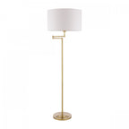 Marlowe Floor Lamp In Antique Brass Finish With Ivory Cotton Shade LA3756461-Q