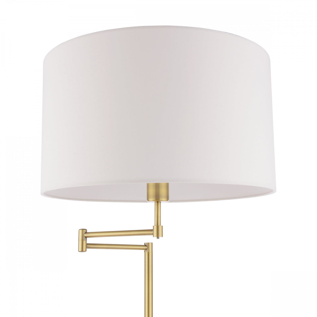 Marlowe Floor Lamp In Antique Brass Finish With Ivory Cotton Shade LA3756461-Q