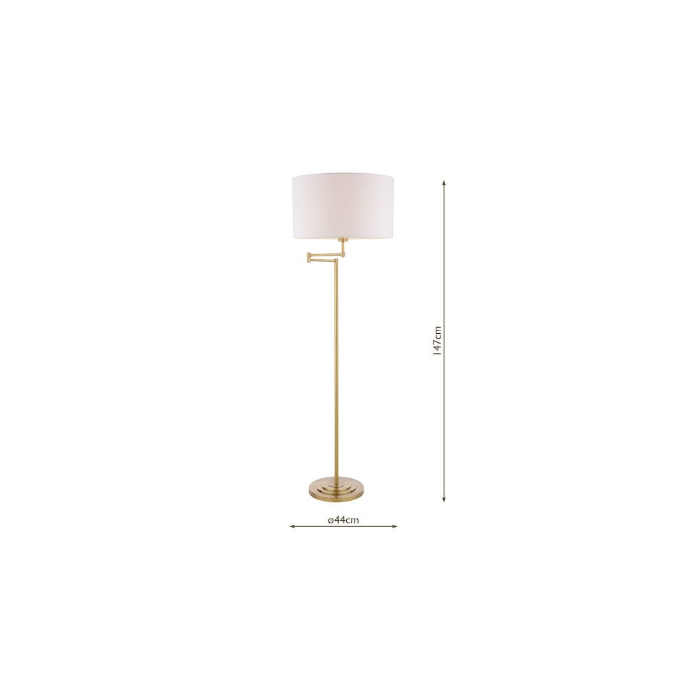 Marlowe Floor Lamp In Antique Brass Finish With Ivory Cotton Shade LA3756461-Q