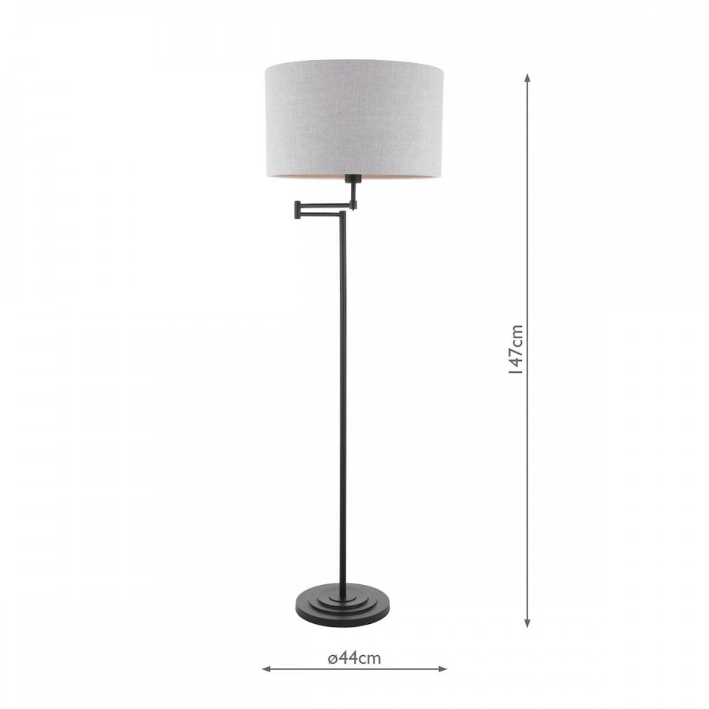Marlowe Floor Lamp In Matt Black Finish With Natural Linen Shade LA3756462-Q