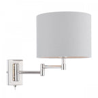 Marlowe Swing Arm Wall Light In Polished Nickel With Grey Cotton Shade LA3756459-Q