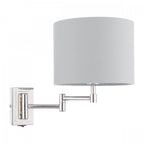 Marlowe Swing Arm Wall Light In Polished Nickel With Grey Cotton Shade LA3756459-Q