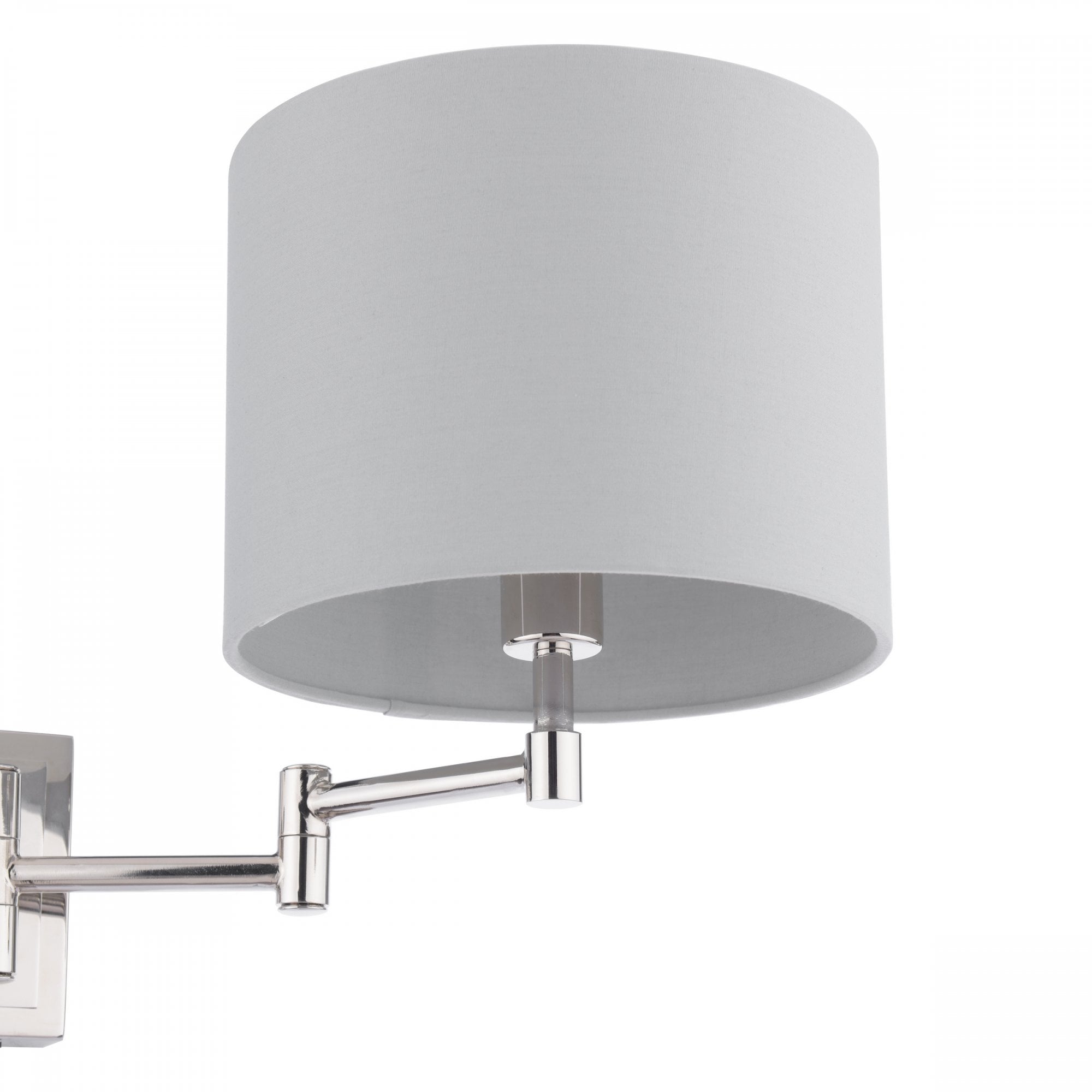 Marlowe Swing Arm Wall Light In Polished Nickel With Grey Cotton Shade LA3756459-Q