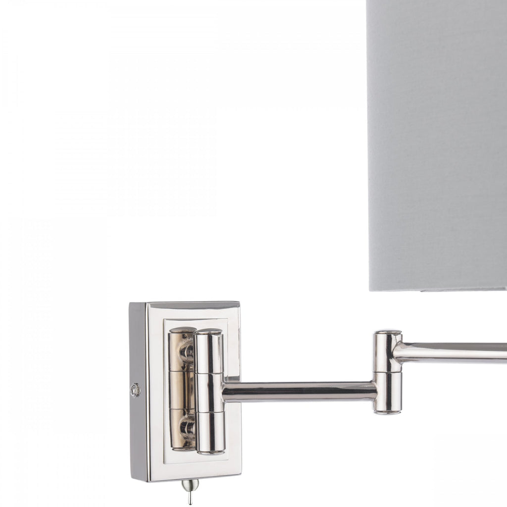 Marlowe Swing Arm Wall Light In Polished Nickel With Grey Cotton Shade LA3756459-Q