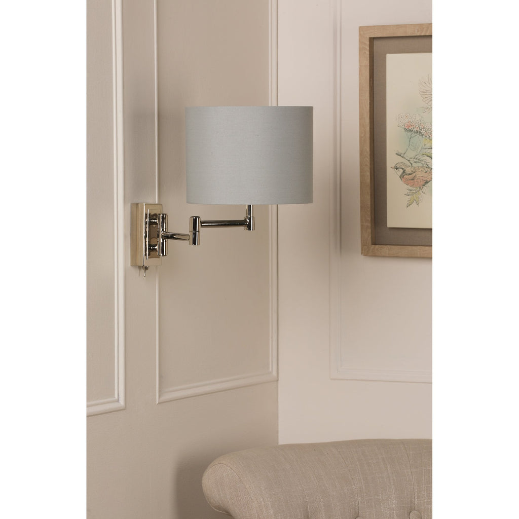 Marlowe Swing Arm Wall Light In Polished Nickel With Grey Cotton Shade LA3756459-Q
