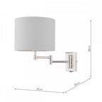 Marlowe Swing Arm Wall Light In Polished Nickel With Grey Cotton Shade LA3756459-Q