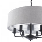 Sorrento 6 Light Ceiling Pendant In Matt Black With Natural Linen Shade LA3756554-Q