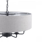 Sorrento 6 Light Ceiling Pendant In Matt Black With Natural Linen Shade LA3756554-Q
