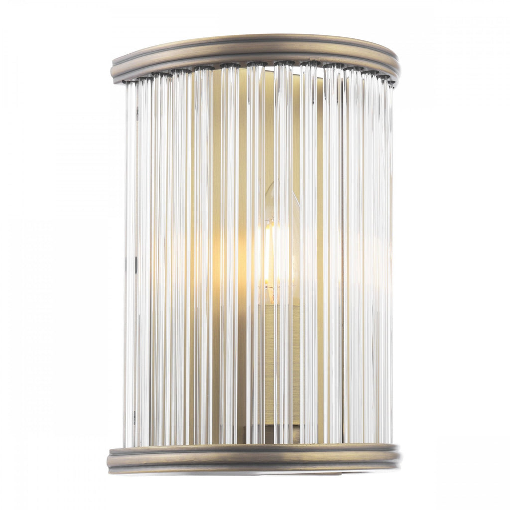 Sutton Single Wall Light In Matt Antique Finish And Ribbed Glass LA3756504-Q