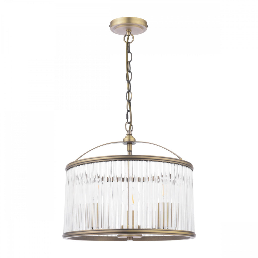 Sutton 3 Light Ceiling Pendant In Matt Antique Finish And Ribbed Glass LA3756502-Q