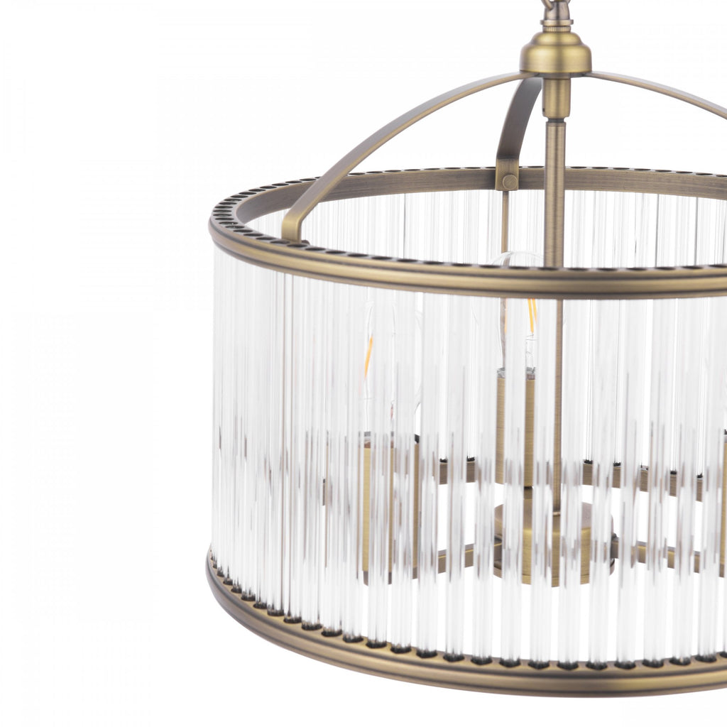 Sutton 3 Light Ceiling Pendant In Matt Antique Finish And Ribbed Glass LA3756502-Q