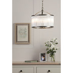 Sutton 3 Light Ceiling Pendant In Matt Antique Finish And Ribbed Glass LA3756502-Q