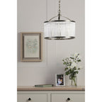 Sutton 3 Light Ceiling Pendant In Matt Antique Finish And Ribbed Glass LA3756502-Q