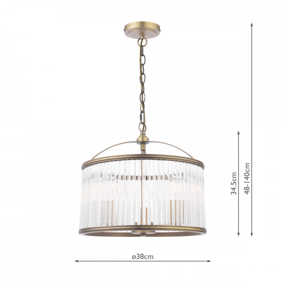 Sutton 3 Light Ceiling Pendant In Matt Antique Finish And Ribbed Glass LA3756502-Q